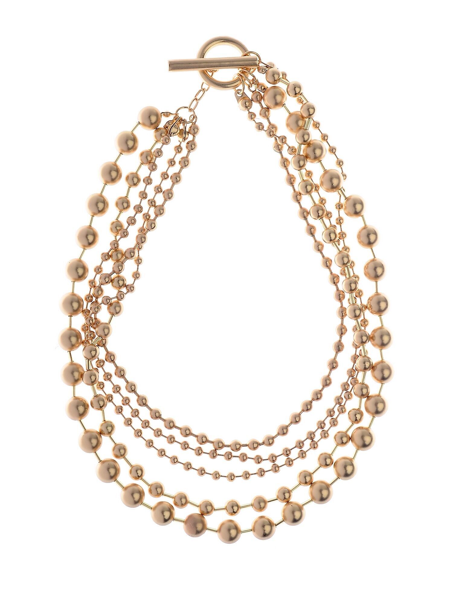 Collana Urban Luxe Layers Multi Row T Bar con perline CC e sfere in acciaio