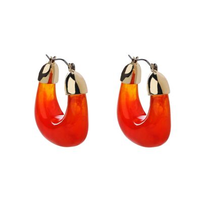 Gold mit orangefarbenem Acryl-Ohrring in U-Form mit Scharnier