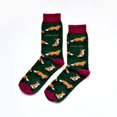 Fox Socks | Bamboo Socks | Green Socks | Cheeky Socks