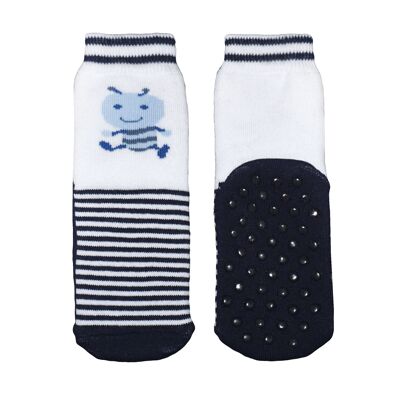 Rutschfeste Kindersocken >>Little Ant: Navy<< Hochwertige Kindersocken aus Baumwolle mit rutschfester Beschichtung