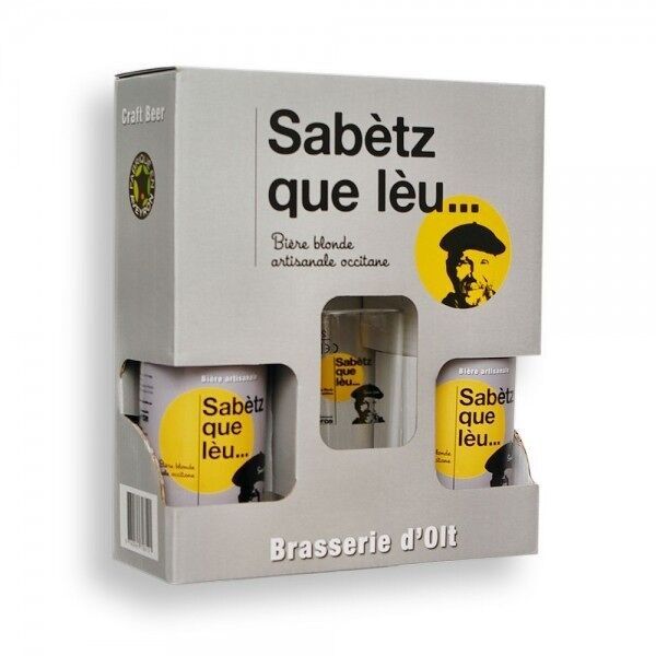 Caja de 2 botellas de Cervezas Sabetz que Lèu 33cl + 1 vaso Sabetz que Lèu