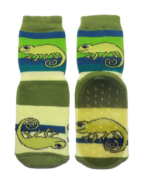 Non-slip Socks for Children >>Chameleon: Green<< High quality children's socks made of cotton with non-slip coating