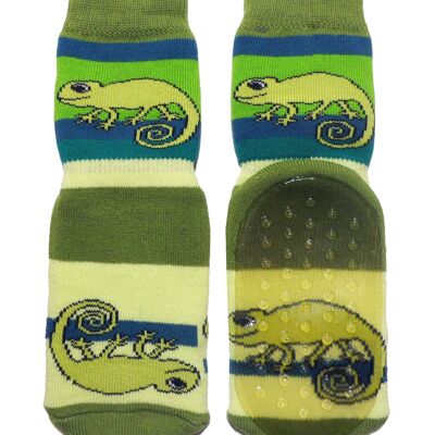Non-slip Socks for Children >>Chameleon: Green<< High quality children's socks made of cotton with non-slip coating