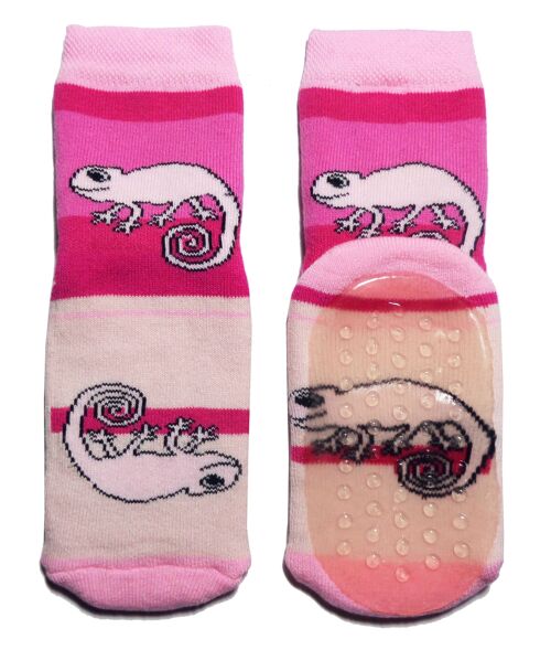 Non-slip Socks for Children >>Chameleon: Rose<< High quality children's socks made of cotton with non-slip coating