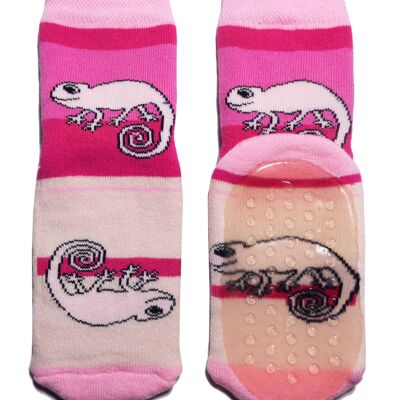 Non-slip Socks for Children >>Chameleon: Rose<< High quality children's socks made of cotton with non-slip coating