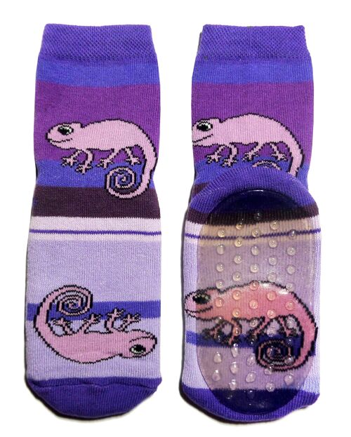 Non-slip Socks for Children >>Chameleon: Lilac<< High quality children's socks made of cotton with non-slip coating