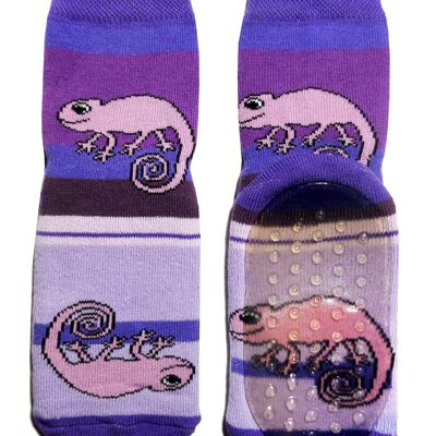 Non-slip Socks for Children >>Chameleon: Lilac<< High quality children's socks made of cotton with non-slip coating