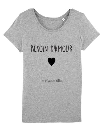 Tee-shirt col rond Besoin d'amour bio 1