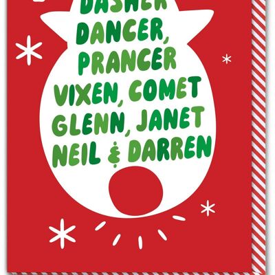 Carte de Noël amusante – Noms de rennes