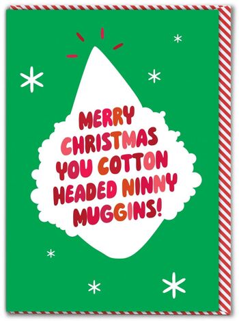 Carte de Noël amusante – Ninny Muggins à tête en coton 1