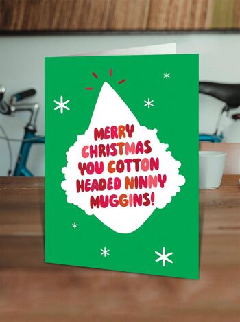 Carte de Noël amusante – Ninny Muggins à tête en coton 2