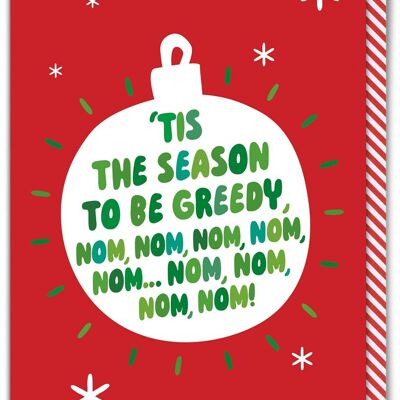 Lustige Weihnachtskarte – Greedy Nom Nom