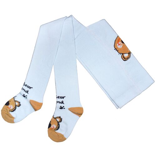 Tights for  children >>My Bear Friend: Light Blue<< High quality children's cotton tights for kids