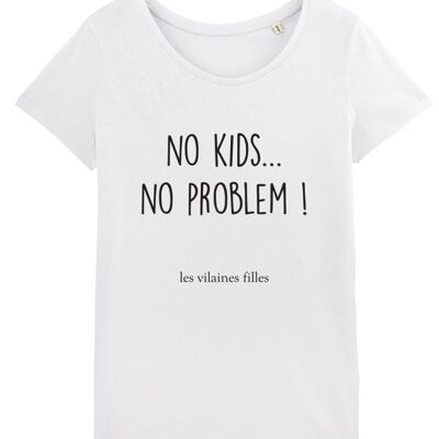 Organic round-neck t-shirt No kids no problem