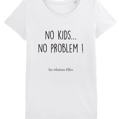 Organic round-neck t-shirt No kids no problem
