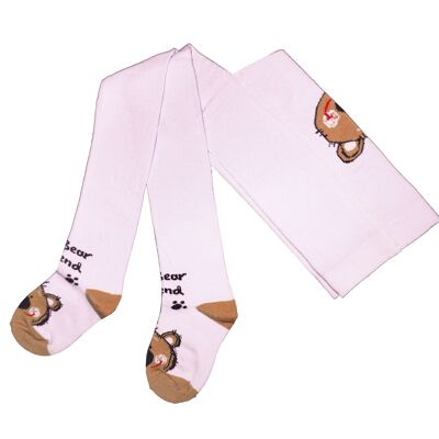 Tights for  children >>My Bear Friend: Light Rosa<< High quality children's cotton tights for kids