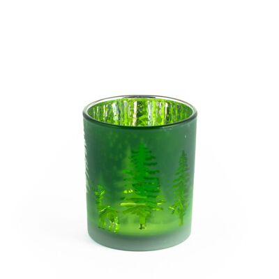 Waldgrüner Teelichthalter 7x8 cm