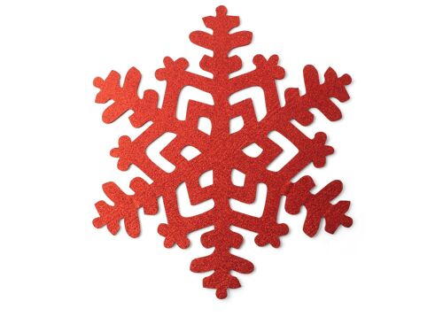 Set 6  tovagliette fiocco di neve glitter rosso ø 39 cm