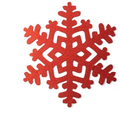 Set 6  tovagliette fiocco di neve glitter rosso ø 39 cm