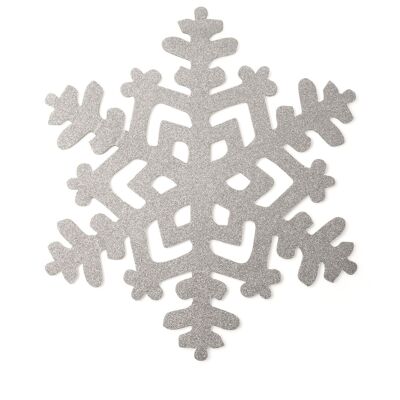 Set of 6 silver glitter snowflake placemats ø 39 cm