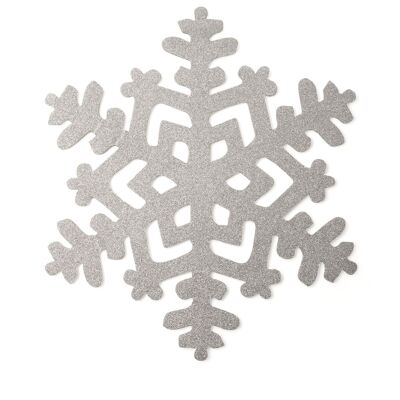 Set 6  tovagliette fiocco di neve glitter argento ø 39 cm