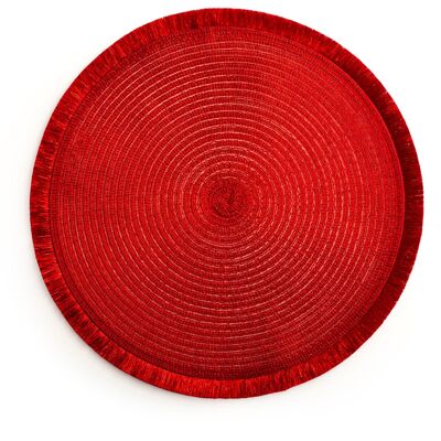 Set of 6 round red glitter placemats ø 35 cm