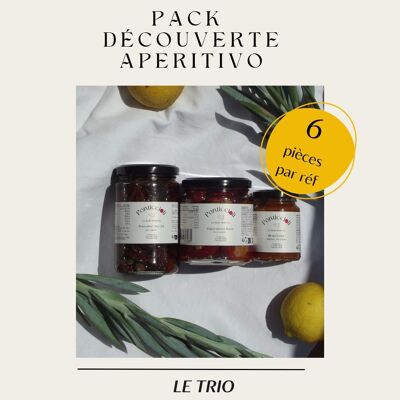 APERITIVO Discovery Pack / Aperitivo Bruschetta, pomodori secchi con scaglie, peperoni ripieni di tonno - Le TRIO