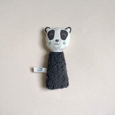 Gling-gling Panda teddy anthracite gray rattle