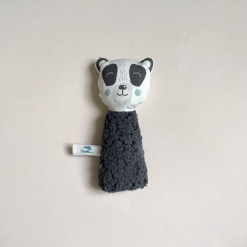 Hochet gling-gling Panda teddy gris anthracite 1