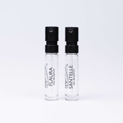 Viales de muestra de eau de parfum vegano reciclado de 1,5 ml - Flaura + Santelle
