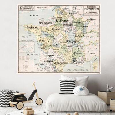 Vidal Lablache Wall School Map n°9 - France Provinces - Original