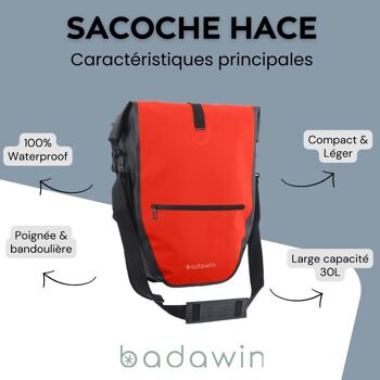 Sacoche De Vélo Pour Porte-Bagages Rouge corail Hace Badawin 2