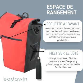 Sacoche De Vélo Pour Porte-Bagages Rouge corail Hace Badawin 3