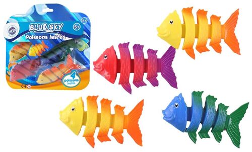 BLUE SKY - Set de 4 Poissons Lestés - Jeu de Plongée - 040168 - Multicolore - Plastique - 11 cm x 7 cm - Jouet Enfant - Jeu de Plein Air - Piscine - À Partir de 5 ans