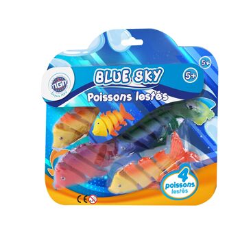 BLUE SKY - Set de 4 Poissons Lestés - Jeu de Plongée - 040168 - Multicolore - Plastique - 11 cm x 7 cm - Jouet Enfant - Jeu de Plein Air - Piscine - À Partir de 5 ans 2
