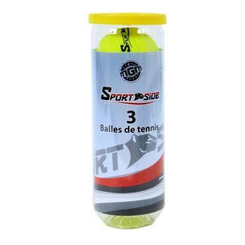 SPORTSIDE - Tube de 3 Balles de Tennis Qualité A+ - Jeu de Raquette - Balle De Tennis - Accessoires - 040216 - Jaune - Feutre - 6,5 cm - Article de Sport 2