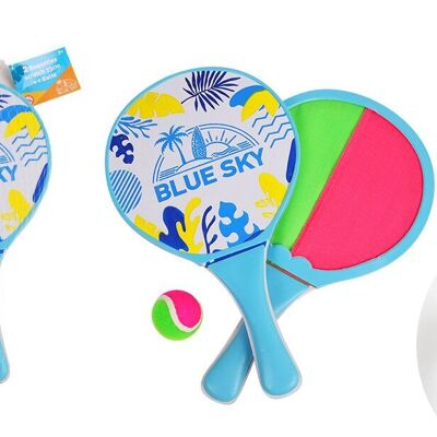 BLUE SKY - 2 Raquettes De Plage Scratch Double Face - Scratch Ball - Jeu de Raquette - 040714A - Vert - Velcro - 33 cm x 19 cm - Jouet Enfant Adulte - Jeu de Plein Air - À Partir de 3 ans