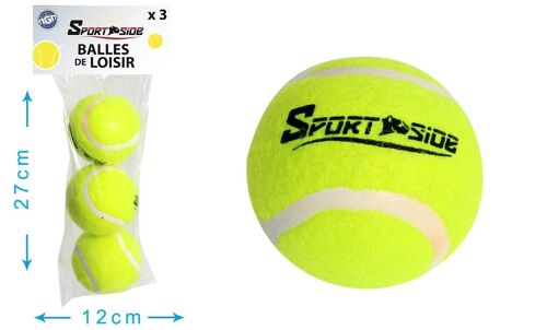 SPORTSIDE - 3 Balles de Tennis - Jeu de Raquette - Balle De Tennis - Activité Physique - Accessoire - 041903 - Jaune - Feutre - 6 cm - Article de Sport