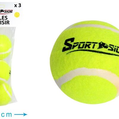 SPORTSIDE - 3 Balles de Tennis - Jeu de Raquette - Balle De Tennis - Activité Physique - Accessoire - 041903 - Jaune - Feutre - 6 cm - Article de Sport