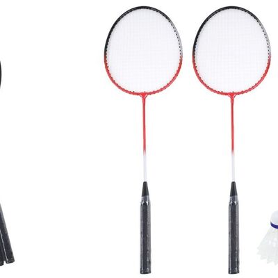 SPORTSIDE - Set de Badminton 2 Raquettes et 2 Volants - Jeu de Raquette - Raquettes - Volants - Activité Physique - 042401Z - Rouge - Nylon - 66 cm - Article de Sport