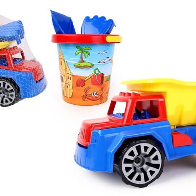 BLUE SKY - Maxi Camion Benne Avec Seau Et Accessoires - Jeu de Plage - 045300NP - Multicolore - Véhicule Roues Libres - Plastique - Jouet Enfant - Jeu de Plein Air - Sable - À Partir de 18 Mois