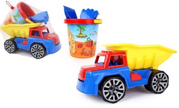 BLUE SKY - Maxi Camion Benne Avec Seau Et Accessoires - Jeu de Plage - 045300NP - Multicolore - Véhicule Roues Libres - Plastique - Jouet Enfant - Jeu de Plein Air - Sable - À Partir de 18 Mois 1