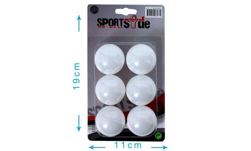 SPORTSIDE - 6 Balles de Ping Pong - Jeu de Raquette - Tennis de Table - Accessoire de Sport - Jeu de Plein Air - 046577 - Blanc - Plastique - 4 cm - Article de Sport