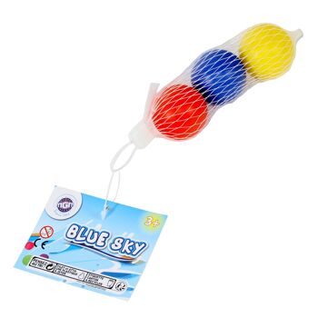BLUE SKY - 3 Balles pour Raquette de Plage - Jeu de Raquette - Beach Ball - 046594A - Multicolore - Plastique - Jouet Enfant - Jeu de Plage - 3,5 cm - À Partir de 3 ans 2