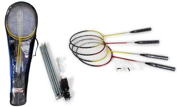 SPORTSIDE - Set Complet de Badminton - Jeu de Raquette - Pour Enfant - Raquettes - Volants - Filet et Support - 046597 - Modèle Aléatoire - Nylon - 67 cm - Article de Sport 1