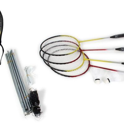SPORTSIDE - Set Complet de Badminton - Jeu de Raquette - Pour Enfant - Raquettes - Volants - Filet et Support - 046597 - Modèle Aléatoire - Nylon - 67 cm - Article de Sport
