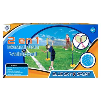 BLUE SKY - Pack 2 En 1 Basket Badmington Volley - - Jeu de Plein Air - 047257 - Multicolore - Plastique - 120 cm x 100 cm - Jouet Enfant - Entrainement - Jeu De Raquette - À Partir de 6 ans 3