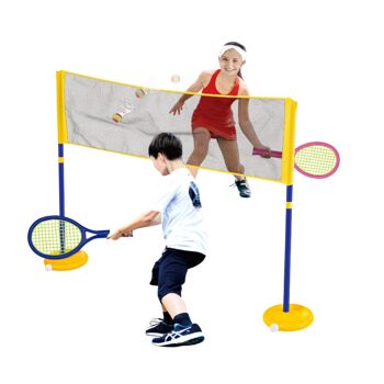 BLUE SKY - Pack 2 En 1 Basket Badmington Volley - - Jeu de Plein Air - 047257 - Multicolore - Plastique - 120 cm x 100 cm - Jouet Enfant - Entrainement - Jeu De Raquette - À Partir de 6 ans 4
