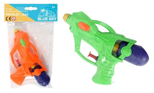 BLUE SKY - Pistolet À Eau - Jeu de Plein Air - 048018 - Modèle Aléatoire - Plastique - 16 cm - Jouet Enfant - Jeu de Plage - Piscine - À Partir de 3 ans