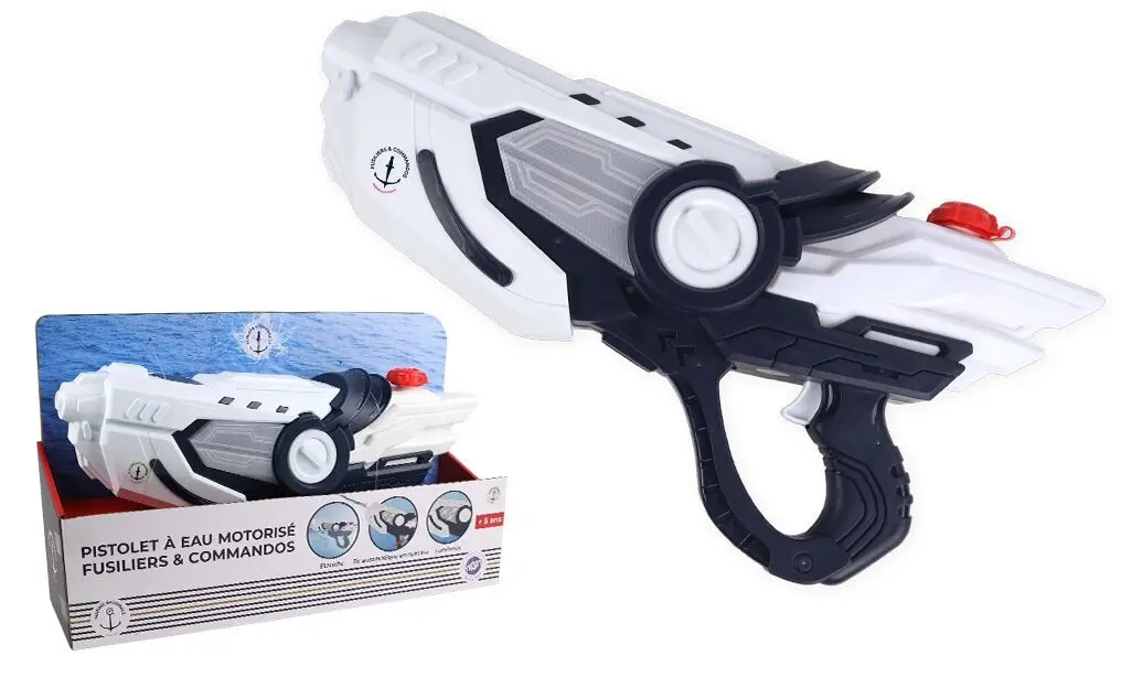 BLUE SKY - Pistola ad acqua elettrica motorizzata - Luminosa - Gioco all'aperto - 048551 - Blu - Plastica - 45 cm - Giocattolo per bambini - Gioco da spiaggia - Piscina - A partire dai 5 anni